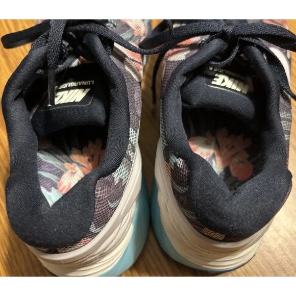 Women's Black Floral Nike Lunarglide 6 Athletic Running/Walking Shoes Size 9 - Picture 11 of 11